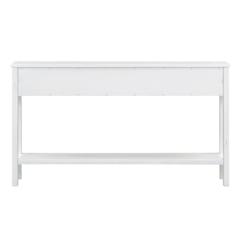 Rustic Entryway Console Table with Drawers and Bottom Shelf