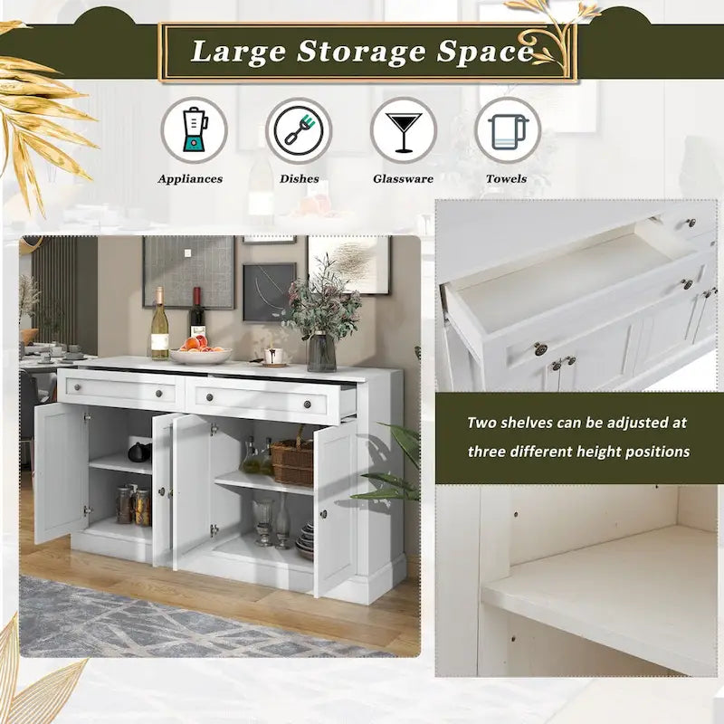 Sideboard Buffet Cabinet with 2 Drawers and 4 Doors