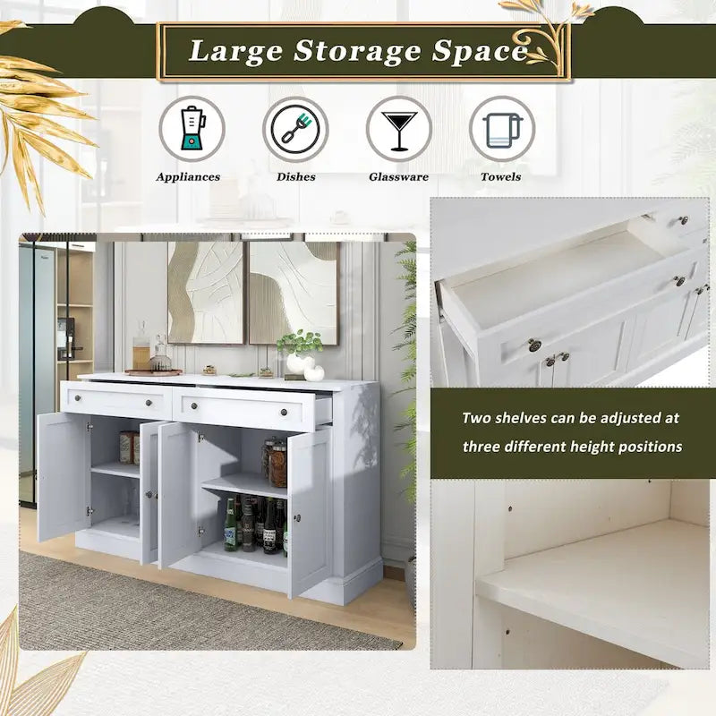 Sideboard Buffet Cabinet with 2 Drawers and 4 Doors