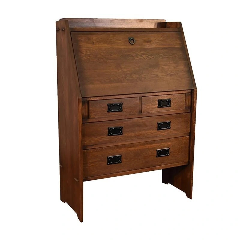 Solid Oak Drop-Leaf Secretary Desk