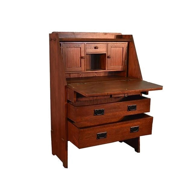 Solid Oak Drop-Leaf Secretary Desk