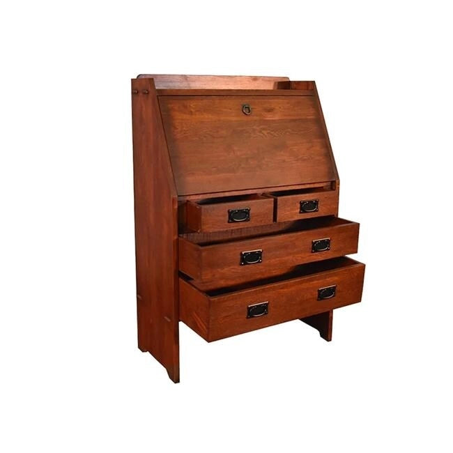 Solid Oak Drop-Leaf Secretary Desk