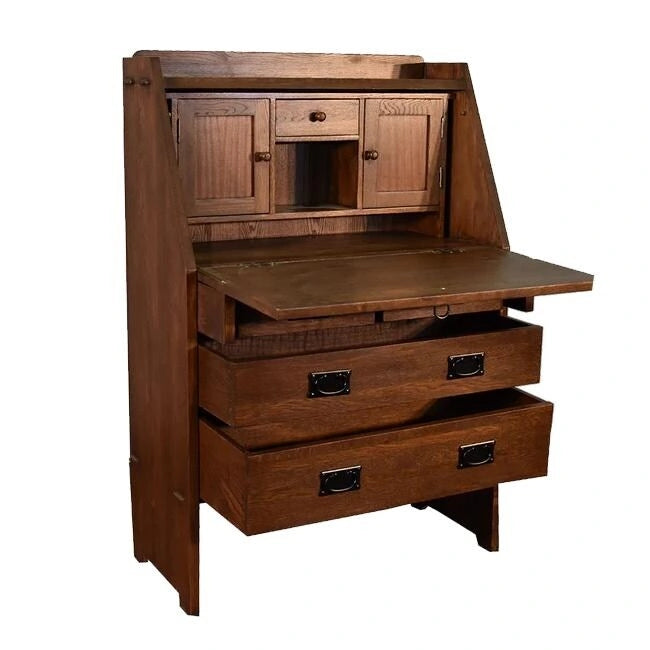 Solid Oak Drop-Leaf Secretary Desk