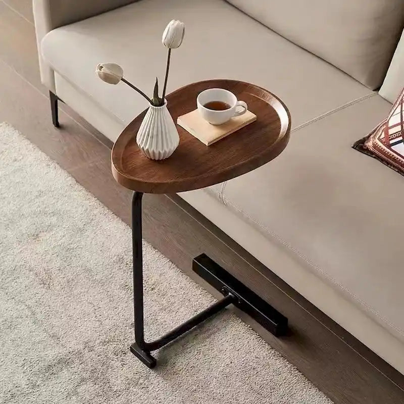 Brown C-Shaped Side Table for Small Spaces
