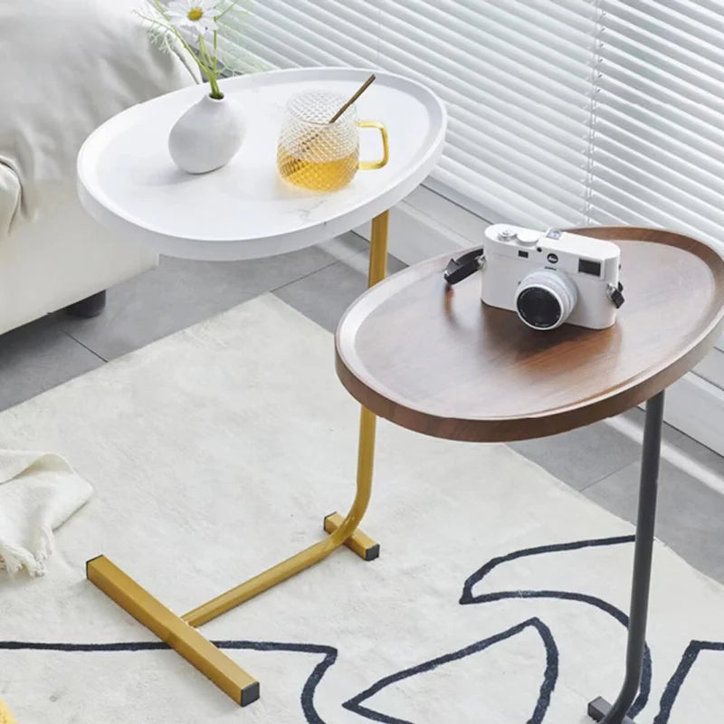 Brown C-Shaped Side Table for Small Spaces