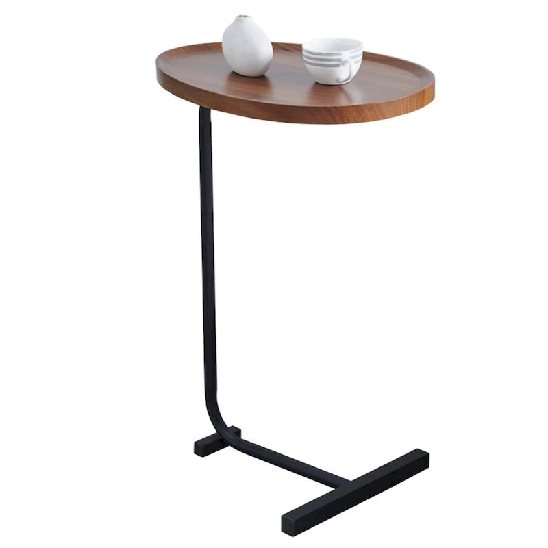 Brown C-Shaped Side Table for Small Spaces