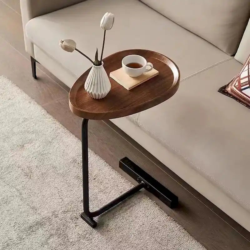 Brown C-Shaped Side Table for Small Spaces