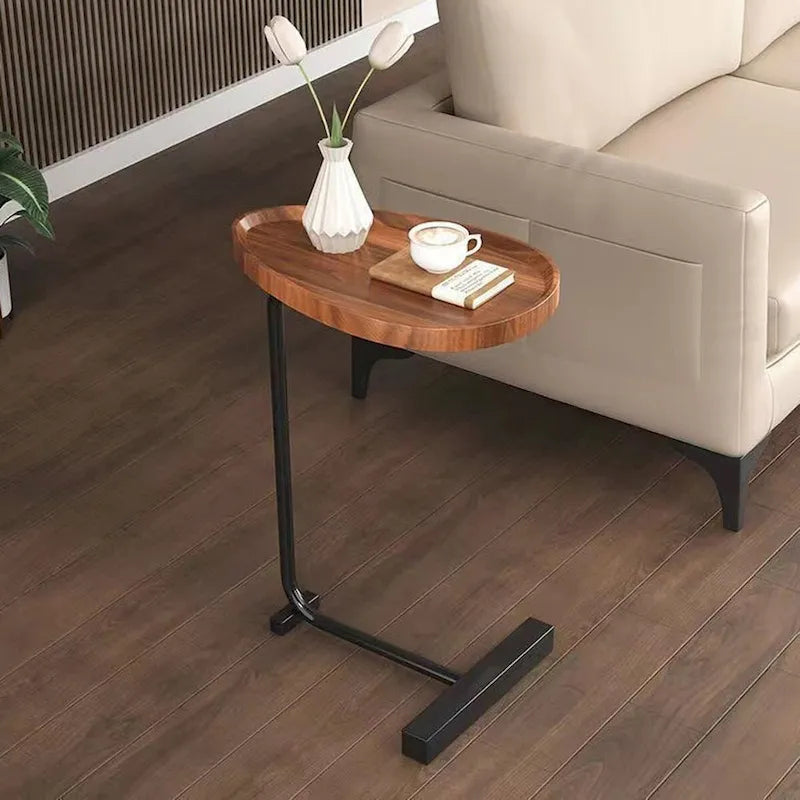 Brown C-Shaped Side Table for Small Spaces