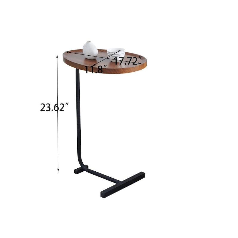 Brown C-Shaped Side Table for Small Spaces
