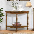 42-Inch Half-Moon Console Table with Open Shelf