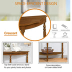 42-Inch Half-Moon Console Table with Open Shelf