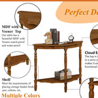 42-Inch Half-Moon Console Table with Open Shelf