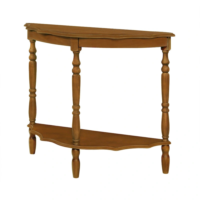 42-Inch Half-Moon Console Table with Open Shelf