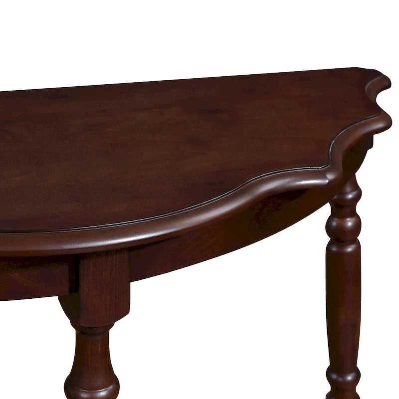 42-Inch Half-Moon Console Table with Open Shelf