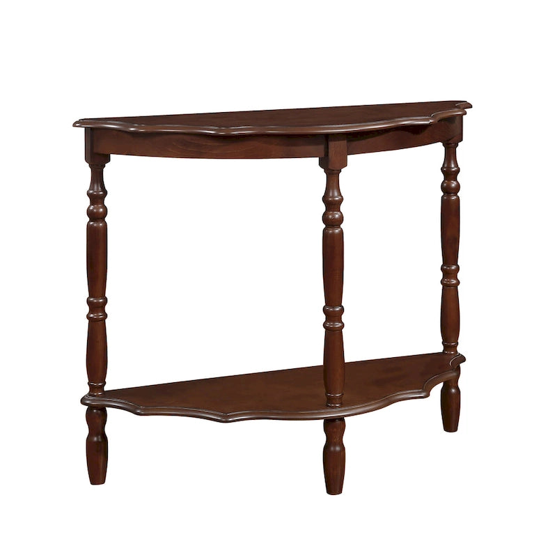 42-Inch Half-Moon Console Table with Open Shelf