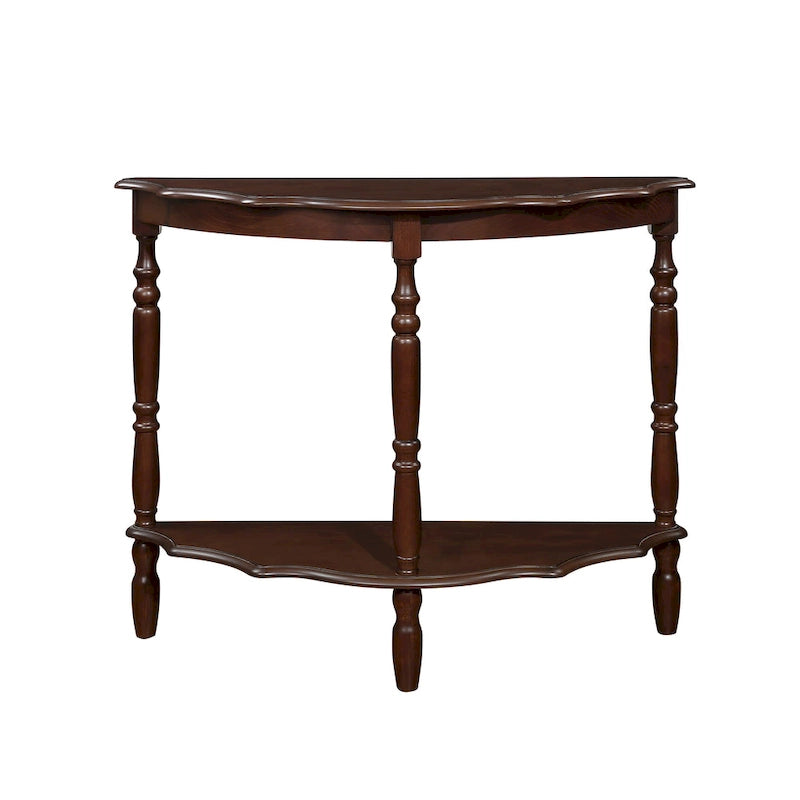 42-Inch Half-Moon Console Table with Open Shelf