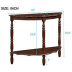42-Inch Half-Moon Console Table with Open Shelf
