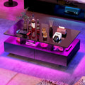 Modern High-Gloss Coffee Table with LED Lights and 4 Drawers