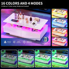 Modern High-Gloss Coffee Table with LED Lights and 4 Drawers