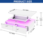 Modern High-Gloss Coffee Table with LED Lights and 4 Drawers