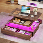 Modern High-Gloss Coffee Table with LED Lights and 4 Drawers