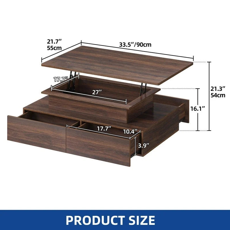 Modern High-Gloss Coffee Table with LED Lights and 4 Drawers