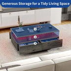Modern High-Gloss Coffee Table with LED Lights and 4 Drawers
