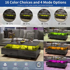 Modern High-Gloss Coffee Table with LED Lights and 4 Drawers