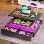 Modern High-Gloss Coffee Table with LED Lights and 4 Drawers