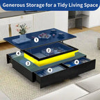 Modern High-Gloss Coffee Table with LED Lights and 4 Drawers