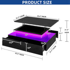 Modern High-Gloss Coffee Table with LED Lights and 4 Drawers