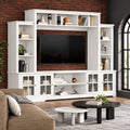 White Entertainment Center with Bookshelves and Storage