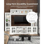 White Entertainment Center with Bookshelves and Storage