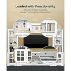 White Entertainment Center with Bookshelves and Storage