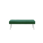 45-Inch Modern Green Velvet Bench with Chrome Legs