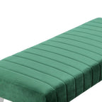 45-Inch Modern Green Velvet Bench with Chrome Legs