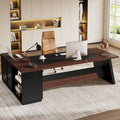 78.7-Inch L-Shaped Executive Desk with File Cabinet and Drawers