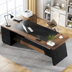 78.7-Inch L-Shaped Executive Desk with File Cabinet and Drawers