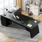 78.7-Inch L-Shaped Executive Desk with File Cabinet and Drawers