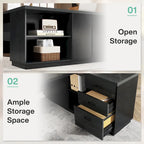 78.7-Inch L-Shaped Executive Desk with File Cabinet and Drawers