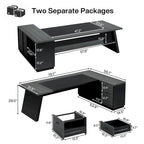 78.7-Inch L-Shaped Executive Desk with File Cabinet and Drawers