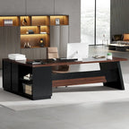 78.7-Inch L-Shaped Executive Desk with File Cabinet and Drawers