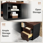 78.7-Inch L-Shaped Executive Desk with File Cabinet and Drawers