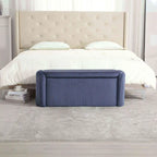 Banquette de rangement rembourrée en velours avec couvercle à charnières