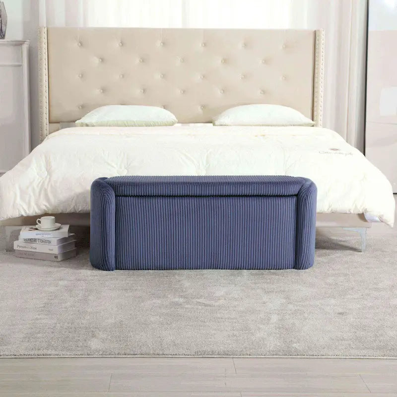 Upholstered Velvet Storage Bench with Hinged Lid