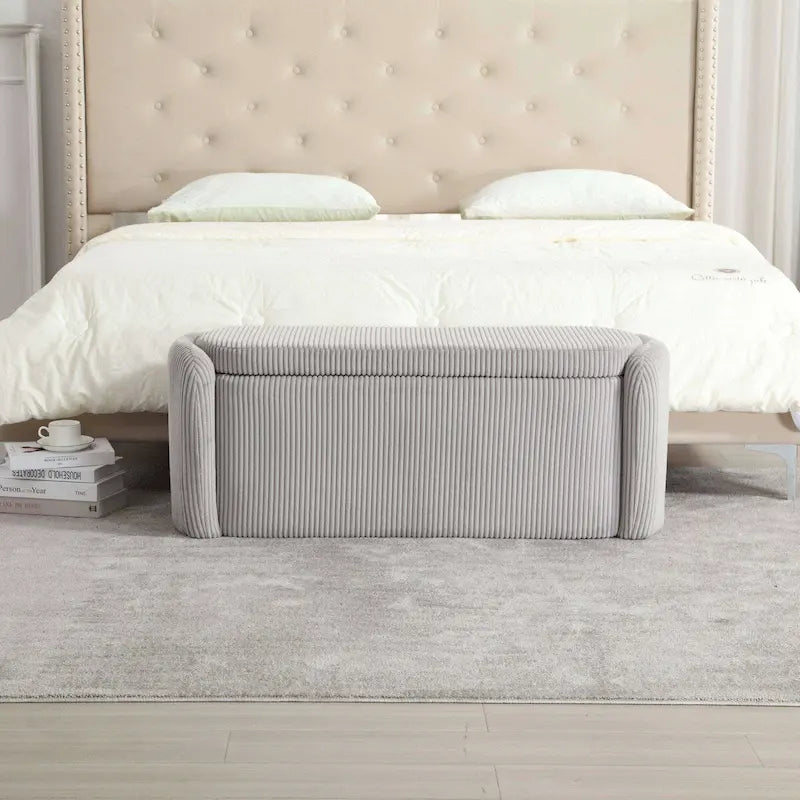 Upholstered Velvet Storage Bench with Hinged Lid