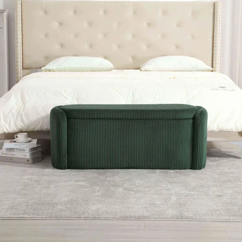 Upholstered Velvet Storage Bench with Hinged Lid