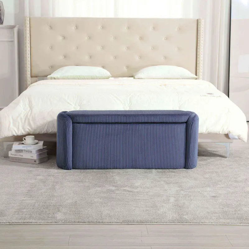 Upholstered Velvet Storage Bench with Hinged Lid