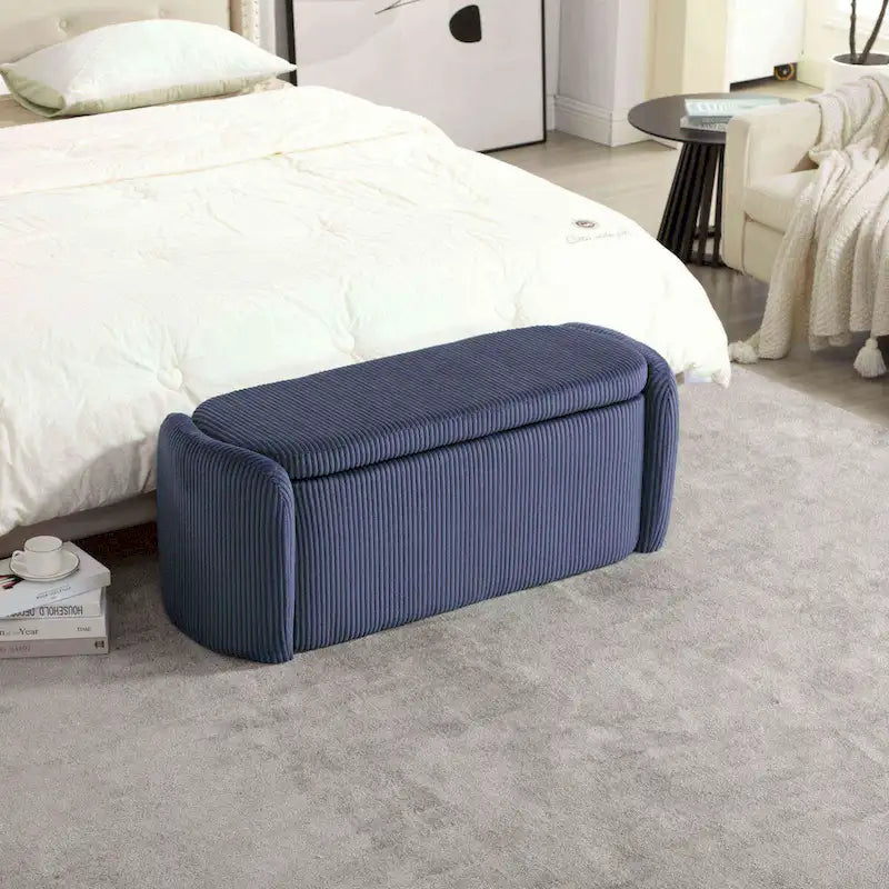 Banquette de rangement rembourrée en velours avec couvercle à charnières