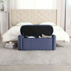 Banquette de rangement rembourrée en velours avec couvercle à charnières